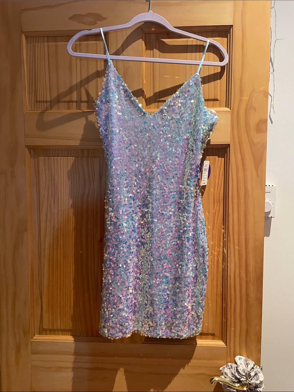 Windsor Iridescent Sequin Dress in Aqua-Blue